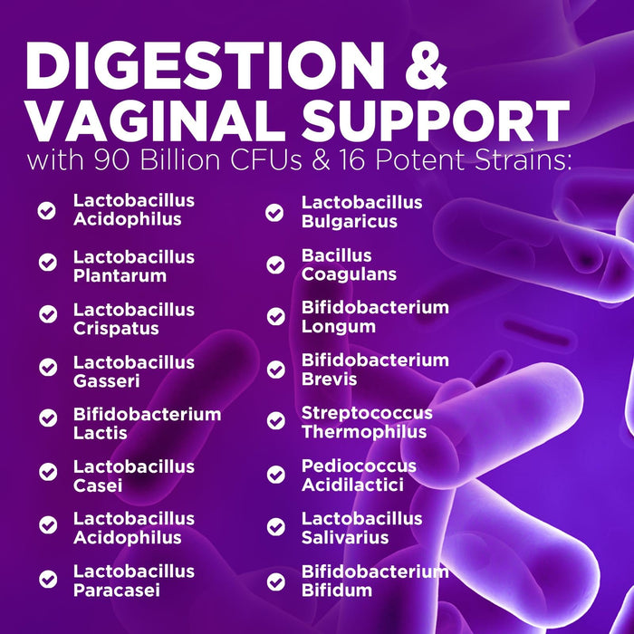 Probiotics for Women - 90 Billion CFU 16 Probiotic Strains with Cranberry, Vaginal Probiotics with Prebiotics PH, Digestive, UT, Immune, & Feminine Health Support, Pro Biotics for Women, 60 Capsules