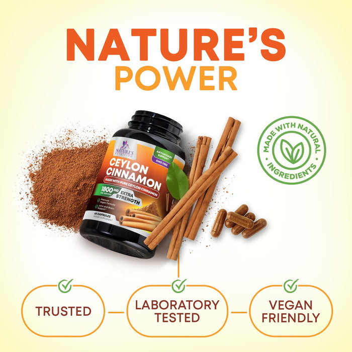 Organic Ceylon Cinnamon 1800mg – 60 Capsules