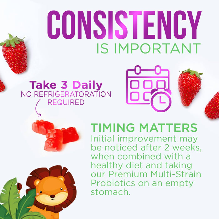 Probiotics for Kids Digestive Health - 5 Billion CFU - Natural Immune Support Supplement - Daily Children's Probiotic Gummy for Ages 4+ Vegan, Gluten, Soy & Dairy Free - Berry Flavored - 60 Gummies