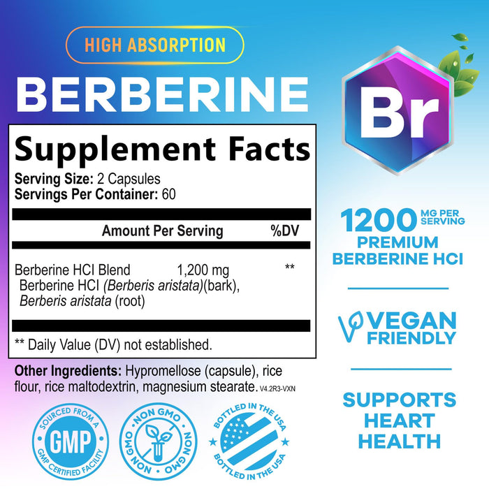 Berberine HCL 1200mg – 120 Veggie Capsules