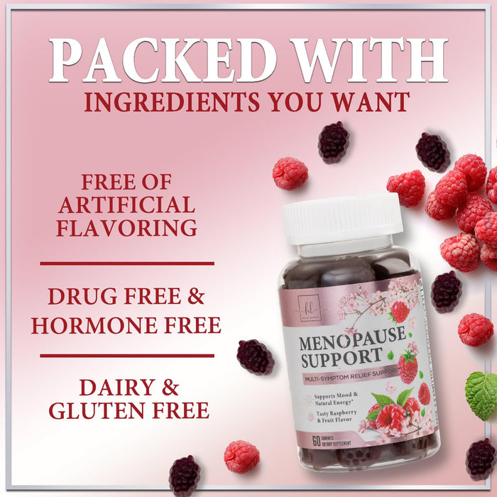Menopause Supplements for Women - Complete Natural Mild Hot Flashes & Night Sweats Support, Multi Benefit Menopause Relief Gummy, Support for Balance & Energy, Gluten-Free & Non-GMO - 60 Gummies