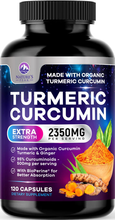 Turmeric Supplement Curcumin 2350mg - with Organic Ginger & Turmeric, BioPerine Black Pepper Extract 95% Curcuminoids - Advanced Absorption Antioxidant & Joint Immune Support - Vegan - 120 Capsules