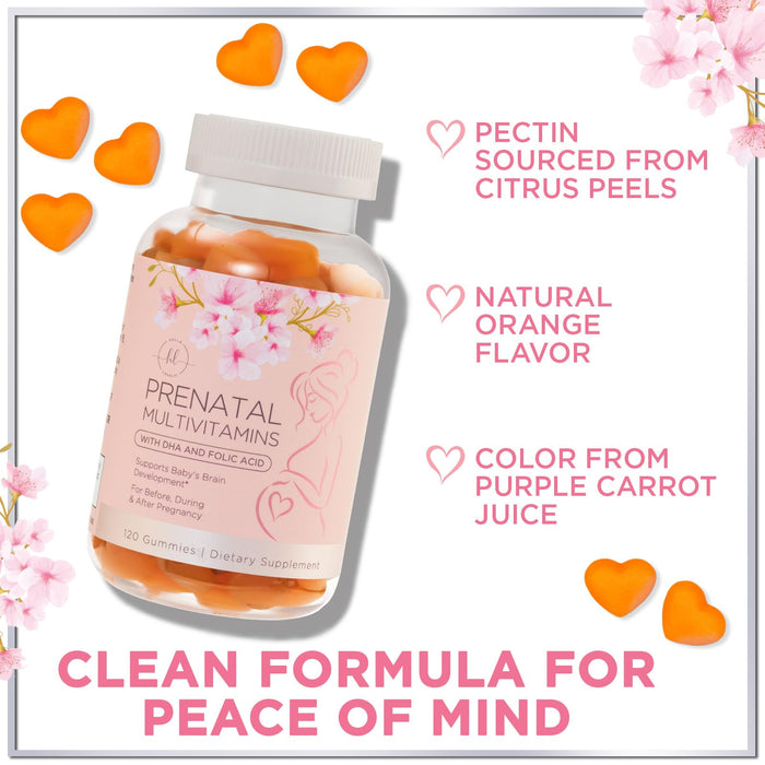 Prenatal Vitamins for Women with DHA & Folic Acid - Best Prenatal Multivitamin Gummies for Women, Brain Development Support, Folate, Vitamin C, D3 & B12, Pre Natal Pregnancy Supplement - 120 Gummies