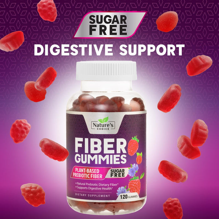 Fiber Gummies for Adults, Sugar Free Daily 4g Gummy Fiber Supplement, Prebiotic Gummy Digestive Health Support - Plant Based Soluble Chews, Prebiotics Supports Regularity & Digestion - 120 Gummies