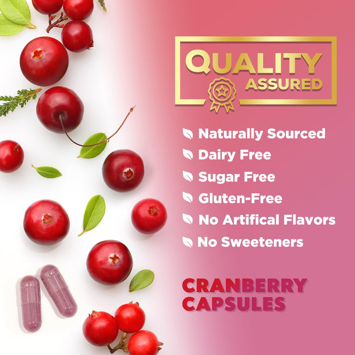 Cranberry Pills with Vitamin C & E - Cranberry Supplements for Men & Women, Urinary Tract Health Support, Sugar Free Formula, Gluten Free & Non-GMO, Fruit Cranberry Powder Extract Pill - 60 Capsules
