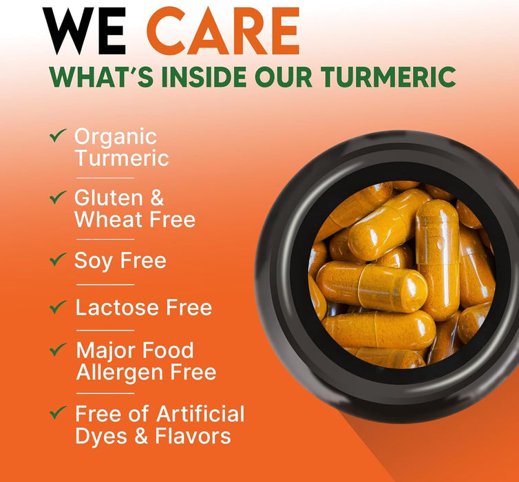 Turmeric Curcumin Supplement 2000mg - Nature's Joint & Immune Support, Organic Tumeric & BioPerine Black Pepper for Best Absorption with 95% Curcuminoids, Non-GMO, Bottled USA - 120 Count