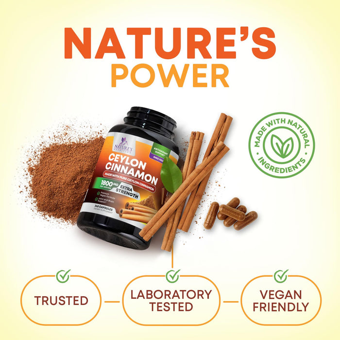Organic Ceylon Cinnamon 1800mg – 240 Capsules