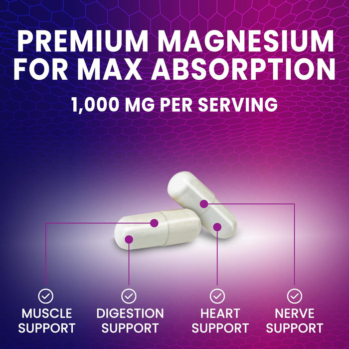 Magnesium Citrate Supplement 1000 mg for Best Absorption, Supports Bone, Heart Health, Nerves, Muscles, Metabolism & Calm, Nature's Pure Magnesio Vitamin Pills, Bottled in USA - 240 Capsules