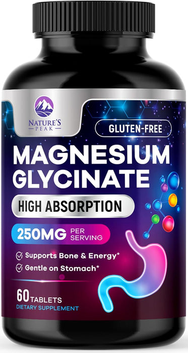 Magnesium Glycinate Chelated for Max Absorption - Supports Bone, Muscle, Nerves & Heart Health, Nature's Sleep and Stress Support, Best Magnesium Supplement Pills for Whole Body Support - 120 Tablets