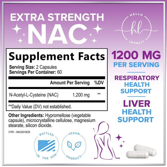 NAC Supplement – N-Acetyl L-Cysteine 1200mg – Supports Liver, Lung & Immune Health - Antioxidants for Respiratory Support & Fight Free Radicals – High Absorption, Non-GMO, Gluten-Free – 120 Capsules