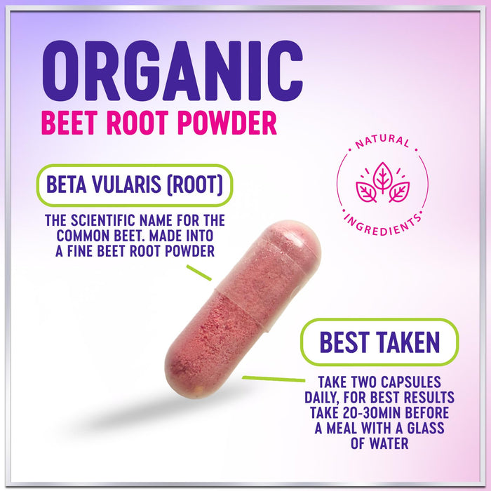 Organic Beet Root Capsules 1300mg – 120 Capsules