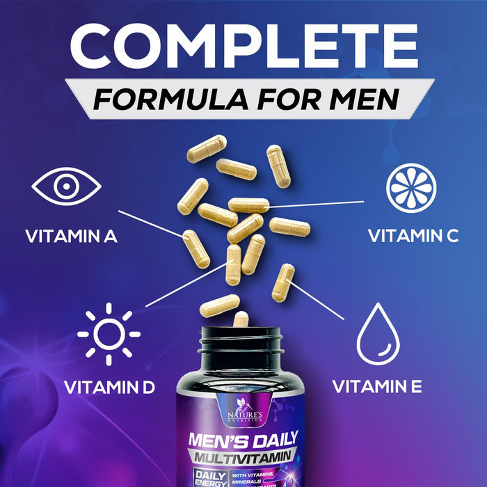 Multivitamin for Men - Vitamin A, C, D, E, Zinc, Calcium, Multivitamins for Immune Health Support, Vitamin B12, Men’s Daily Multivitamin Supplement Capsules, Non-GMO Mens Multi Vitamins - 120 Capsules