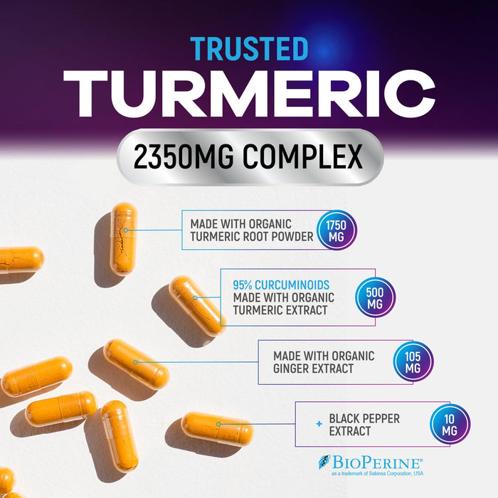 Turmeric Supplement Curcumin 2350mg - with Organic Ginger & Turmeric, BioPerine Black Pepper Extract 95% Curcuminoids - Advanced Absorption Antioxidant & Joint Immune Support - Vegan - 360 Capsules