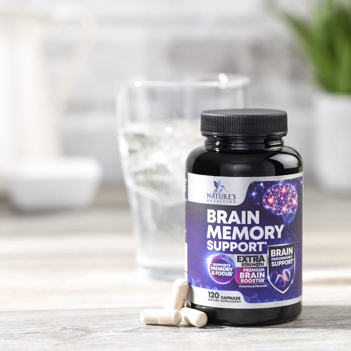 Brain Memory Supplement Pills - Nootropics Support for Concentration, Clarity, Alertness & Focus - Brain Health with Bacopa, Cognitive Vitamins, Phosphatidylserine, DMAE - Brain Booster - 120 Capsules