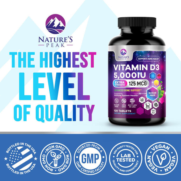 Vitamin D3 5000iu (125 mcg) – 120 Chewable Tablets