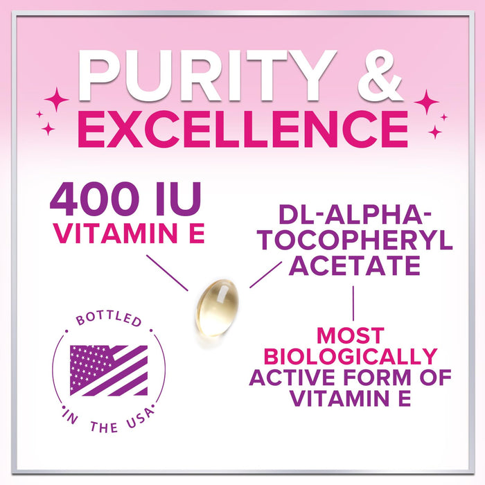 Vitamin E for Women and Men - 180 mg (400 IU) dl-Alpha - Powerful Antioxidant Dietary Supplement - Hair, Skin, & Immune Health Support - Easily Absorbed Form, Non-GMO & Gluten Free - 60 Softgels
