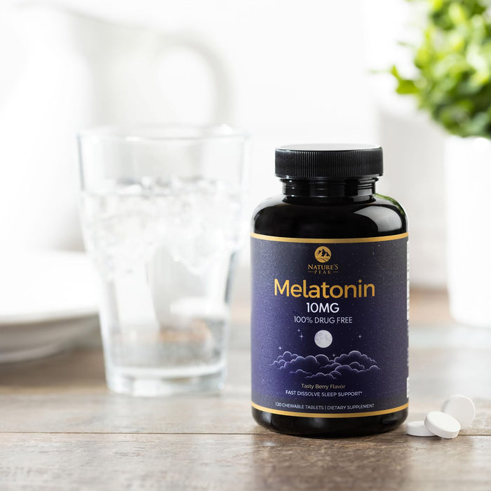 Melatonin 10mg - Sleep Support Supplements for Adults - Extra Strength Fast Dissolve 10 mg Melatonin Tablets for Restful Sleep Support, Natural Strawberry Flavor, Sugar-Free Non-GMO - 120 Day Supply