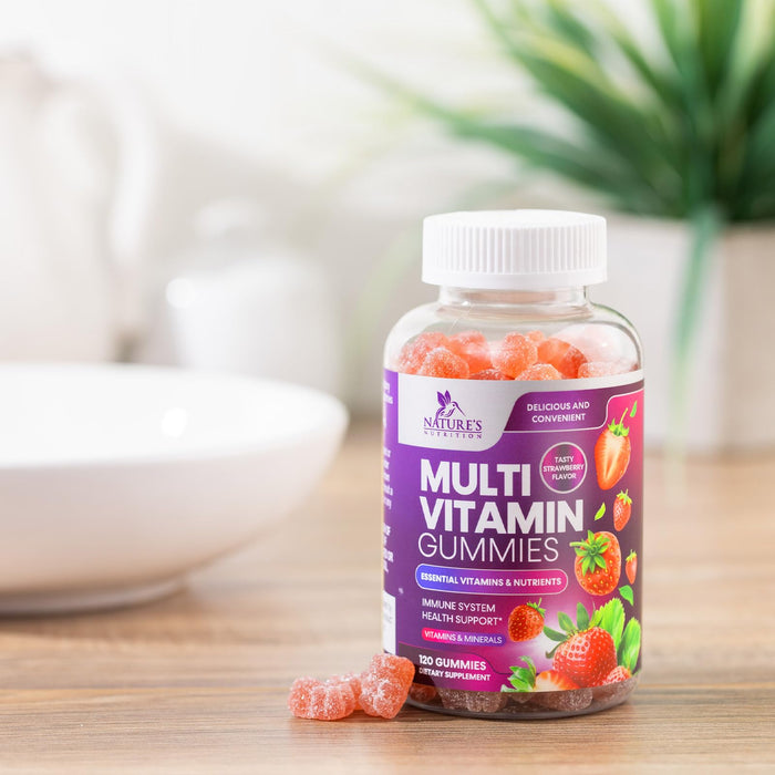 Multivitamin Gummies for Adults, Daily Gummy Vitamins & Minerals for Women & Men, Immune Support Gummy Multivitamins Supplement, Adult Multi VIT Vitamin with Vitamins A, C, D, B12, Zinc - 120 Gummies