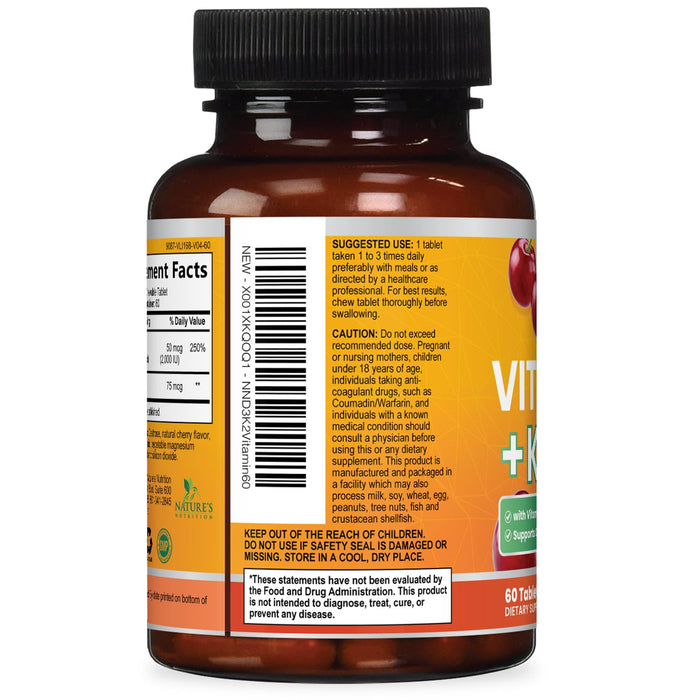 Vitamin D3 K2 2000 IU + with K2 (MK-7) 75 mcg – 60 Tablets