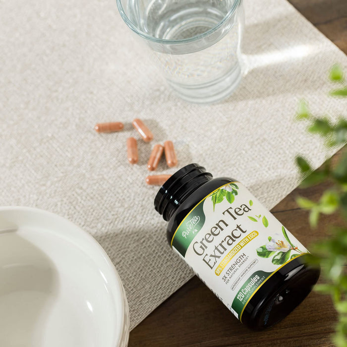 Green Tea Extract Capsules 1000mg with 98% Standardized Polyphenols & 45% EGCG for Heart Support with Antioxidants - 3X Absorption Green Tea Pills for Natural Energy, Gentle Caffeine - 120 Capsules