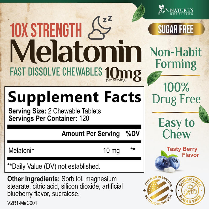 Melatonin 10 mg Fast Dissolve – 120 Day Supply