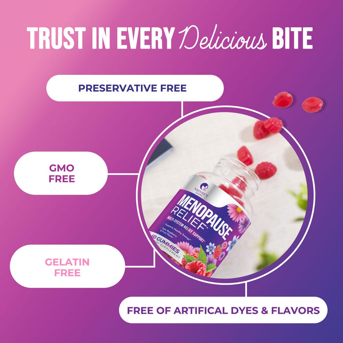 Menopause Supplement for Women - Complete Multi-Benefit Menopause Relief Gummy for Mild Hot Flashes & Night Sweats, Natural Balance & Energy Support, Menopausal Vitamins, Non-GMO - 60 Gummies