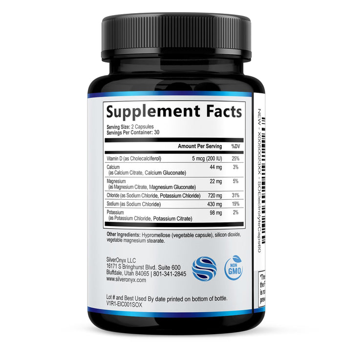 Electrolytes Supplement - Sugar Free, Advanced Hydration Complex with Sodium Chloride, Magnesium, Potassium, Calcium, Vitamin D3 - Best Hydrating Mineral Salt Pills - Vegan & Keto - 60 Capsules