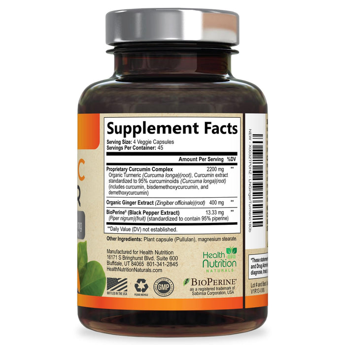 Turmeric Curcumin 2600mg – 180 Capsules
