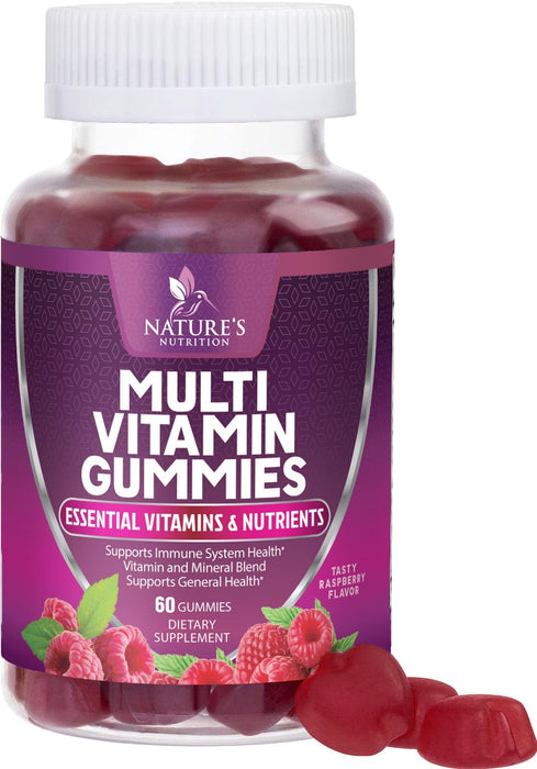 Multivitamin Gummies for Adults, Daily Gummy Vitamins & Minerals for Women & Men, Immune Support Gummy Multivitamins Supplement, Adult Multi VIT Vitamin with Vitamins A, C, D3, B12, Zinc, 60 Gummies
