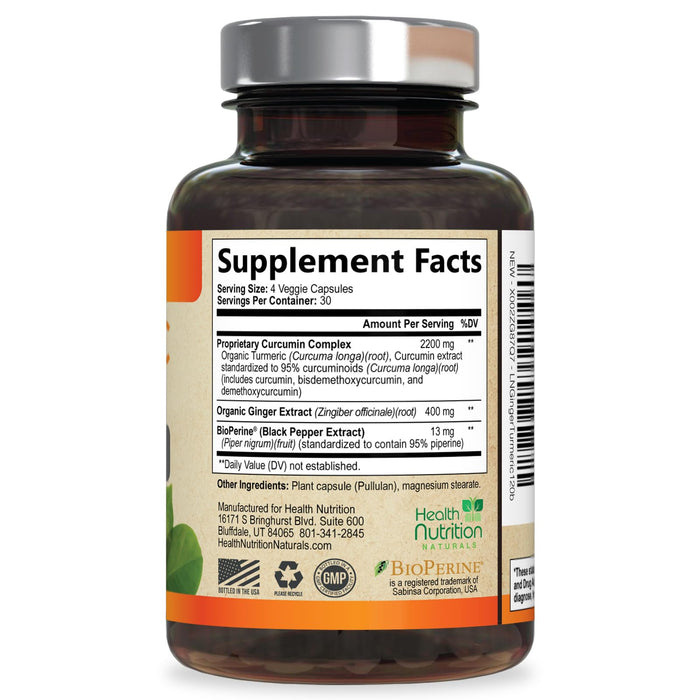 Turmeric Curcumin 2600mg – 120 Capsules