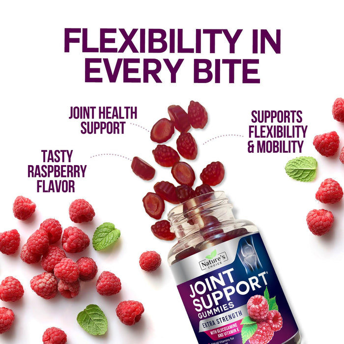 Joint Support Gummies Extra Strength Glucosamine Gummy Supplement with Vitamin E - Natural Cartilage & Joint Health & Flexibility Support, Best Support Glucosamine Chew for Men & Women - 60 Gummies