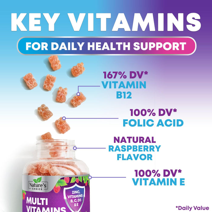 Multivitamin Gummies with Vitamins A, C, D, E, B12, Zinc - Daily Adult Gummy Vitamins & Minerals for Women & Men, Immune Support Gummy Multivitamins Supplement, Multi Vitamin for Adults - 120 Gummies