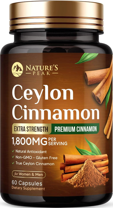 Organic Ceylon Cinnamon Capsules 1800mg - 3X Strength - 60 Capsules