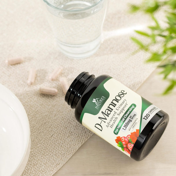 D-Mannose Supplement 1,350 mg with Cranberry & Hibiscus - Effective Fast-Acting, Flush the Impurities for Natural Bladder, Urinary Tract Health Support, for Women and Men, Non-GMO, Vegan, 120 Capsules