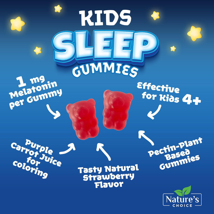 Kids Sleep Gummies 2mg - Children's Sleep Gummy with Melatonin, Non-Habit Forming, Works with Natural Sleep Cycle, Supports Peaceful, Restful Sleep, Calm & Drug-Free, Natural Berry Flavor, 60 Gummies