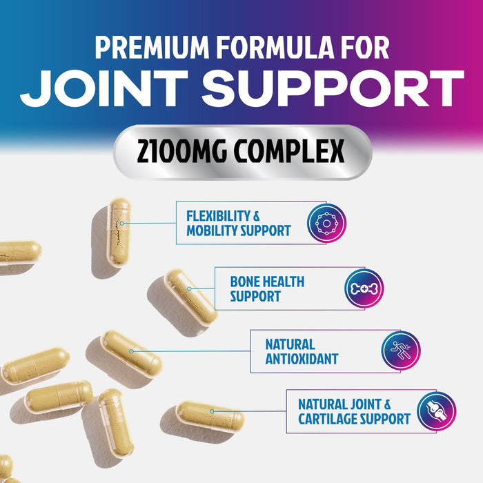 Glucosamine Chondroitin MSM 2100mg Complex - Joint Health Supplement with Turmeric & Boswellia - Quercetin for Cartilage, Flexibility & Mobility - Triple Strength Glucosamine Sulfate - 180 Capsules