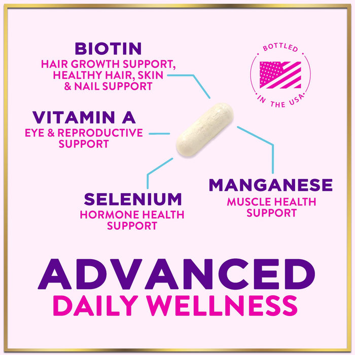 Women's Daily Multivitamin - Vitamins A, C, D, E, Biotin + Iron - 120 Capsules