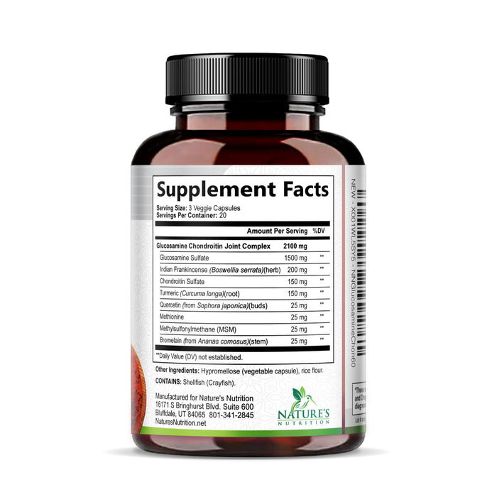 Glucosamine Chondroitin MSM 2100mg Complex – 60 Capsules