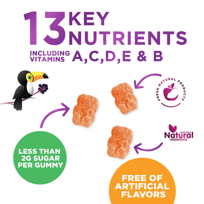 Multivitamin for Kids Gummies with Vitamin C, D3 & Zinc for Children's Immune Support - Chewable, Daily Kids Multi Vitamin Gummy, Non-GMO, Gluten Free, Natural Strawberry Flavor - 60 Gummies