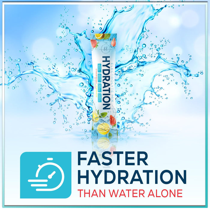 Electrolytes Hydration Packets - Keto Recovery Powder with Potassium, Magnesium, Sodium, Zinc & Vitamin C, Sugar-Free, Hydration Electrolyte Liquid Drink Mixes, Vegan, Strawberry Lemon (32 Pack)