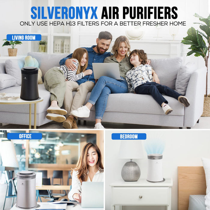 Air Purifier for Home Large Room – Covers Up to 500 Sq Ft, 5-in-1 HEPA Filter System for Allergies, Pets, Smoke, Remove Dust & Odor – Quiet Sleep Mode, High Filtration Efficiency – SILVERONYX, Black