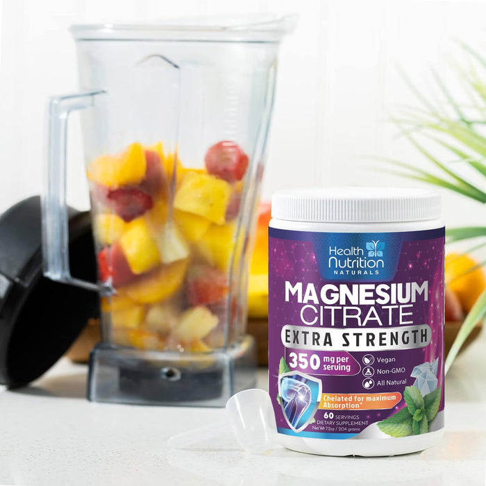 Magnesium Powder Supplement - Magnesium Citrate Powder Drink Mix Unflavored - Mag Citrate & Aquamin Supplements for Bone, Heart & Muscle Support, Sugar Free, Gluten Free, Vegan - 60 Servings