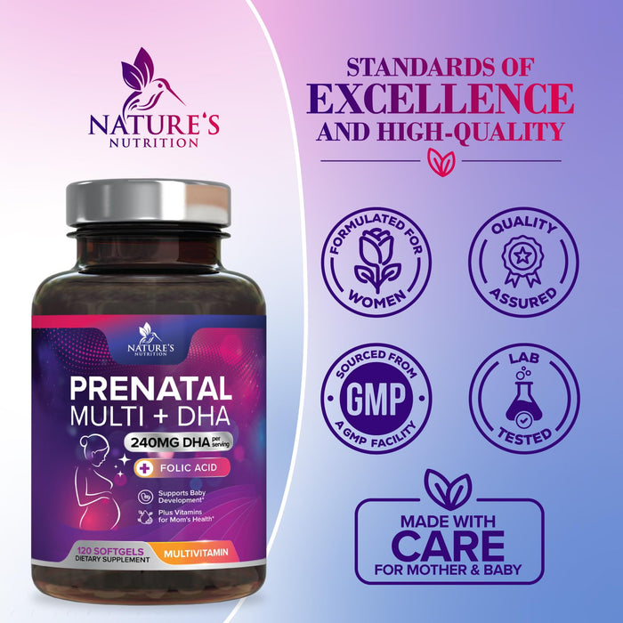 Prenatal Vitamins with Folic Acid & DHA – 120 Softgels