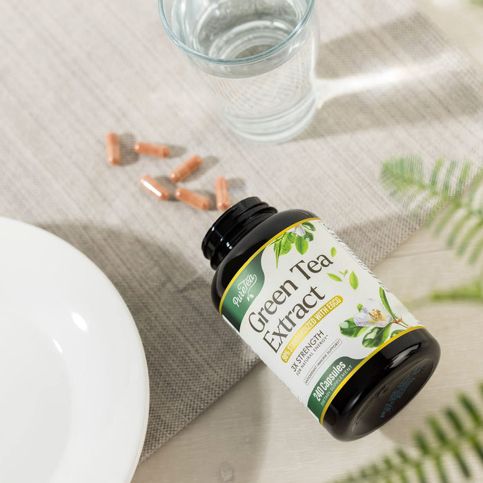 Green Tea Extract Capsules 1000mg with 98% Standardized Polyphenols & 45% EGCG for Heart Support with Antioxidants - 3X Absorption Green Tea Pills for Natural Energy, Gentle Caffeine - 240 Capsules