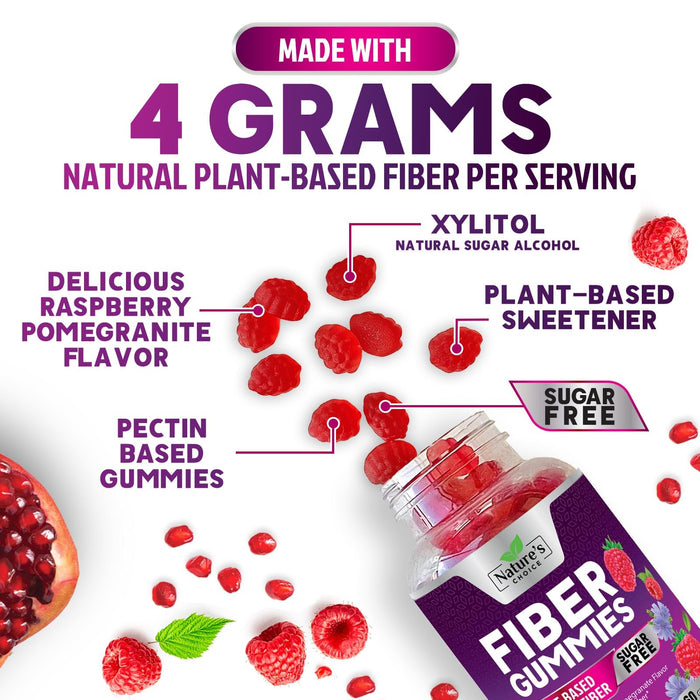 Fiber Gummies for Adults, Sugar Free Daily 4g Gummy Fiber Supplement, Prebiotic Gummy Digestive Health Support - Plant Based Soluble Chews, Prebiotics Supports Regularity & Digestion - 120 Gummies
