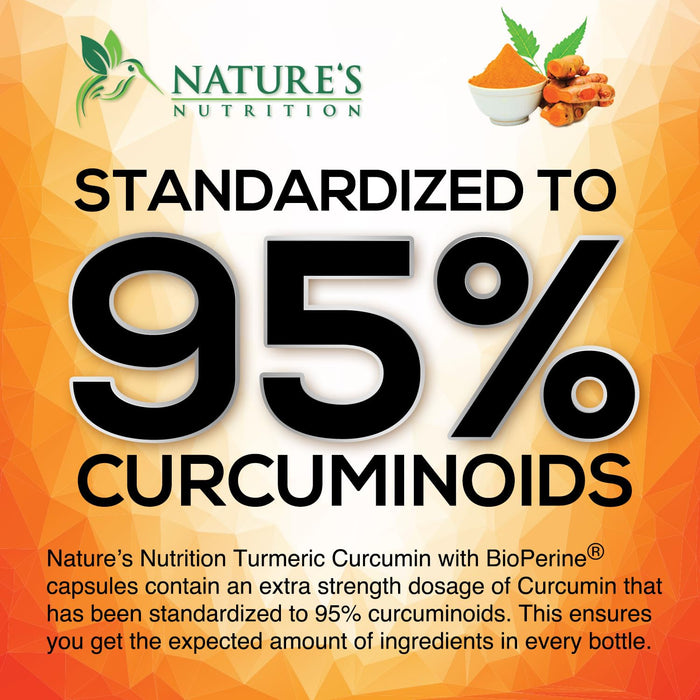 Turmeric Curcumin Supplement 1950mg - 95% Curcuminoids with Organic Turmeric & Ginger, BioPerine Black Pepper for Best Absorption, Nature's Vegan Joint Support, Non-GMO, Bottled in USA - 60 Capsules