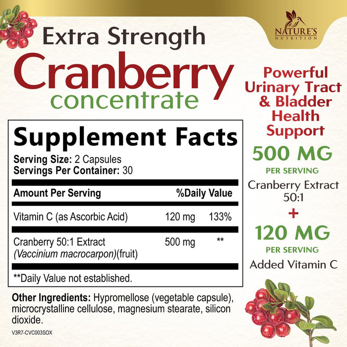 Cranberry Pills with Vitamin C & E – 60 Capsules