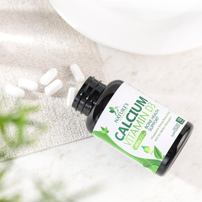 Calcium Supplement with Vitamin D - 1200 mg Calcium Carbonate with 1600 IU of D3 Vitamins - Supports Bone Strength, Teeth & Immune System - Natural & Easily Absorbable for Women & Men - 240 Tablets