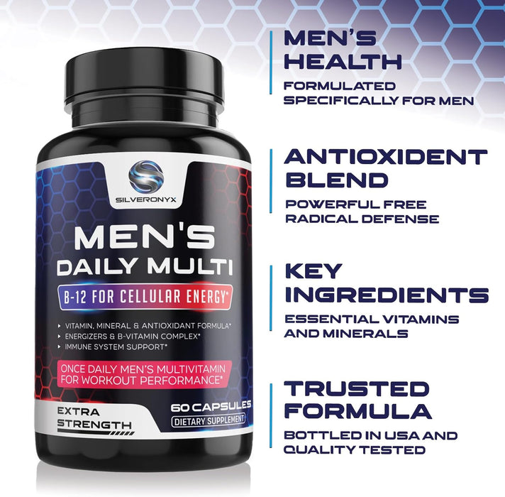 Multivitamin for Men - Vitamin A, C, D, E, Zinc, Calcium, Multivitamins for Immune Health Support, Vitamin B12, Menâ€™s Daily Multivitamin Supplement Capsules, Non-GMO Mens Multi Vitamins - 60 Capsules