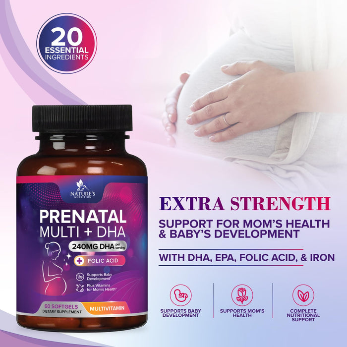 Prenatal Vitamins with Folic Acid & DHA – 120 Softgels